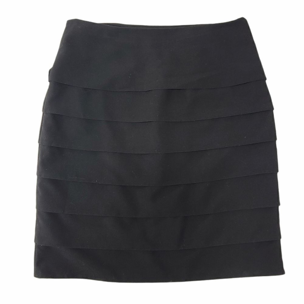 D.F.A. New York Ruffled Black A-Line Skirt